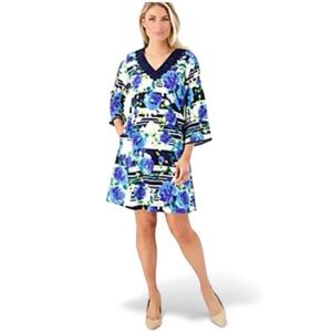 Isaac Mizrahi Live Women’s Cobblestone
Floral Linen Blend Stretch A-Line Dress